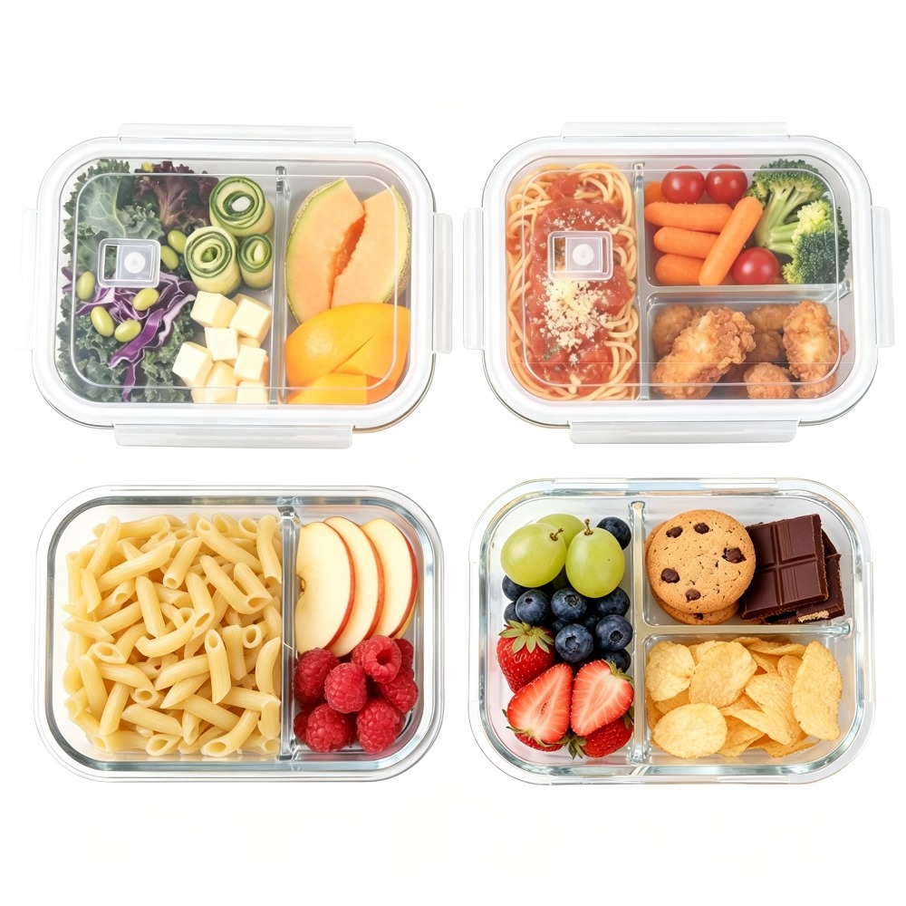 Food Storage Glass Container Set - Glass Food Storage Containers with Dividers
