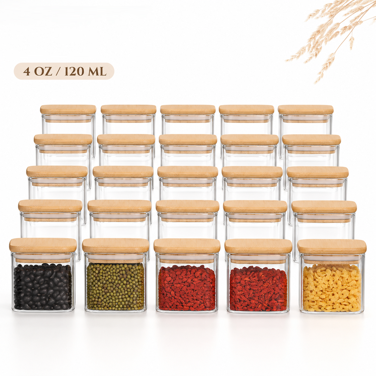 Food Storage Jars - Glass jar with bamboo lid 120ml