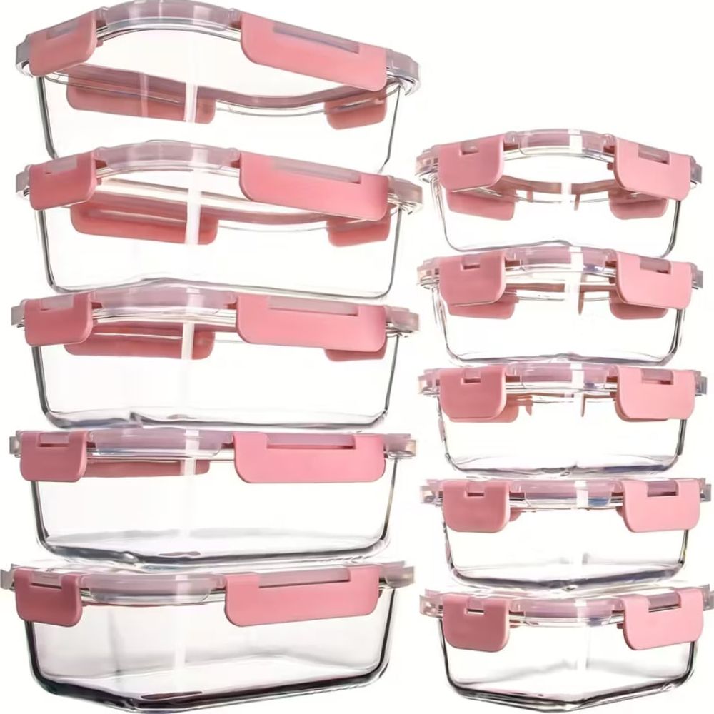 Food Storage Glass Container Set - [10-Piece Set] Glass Food Storage Container
