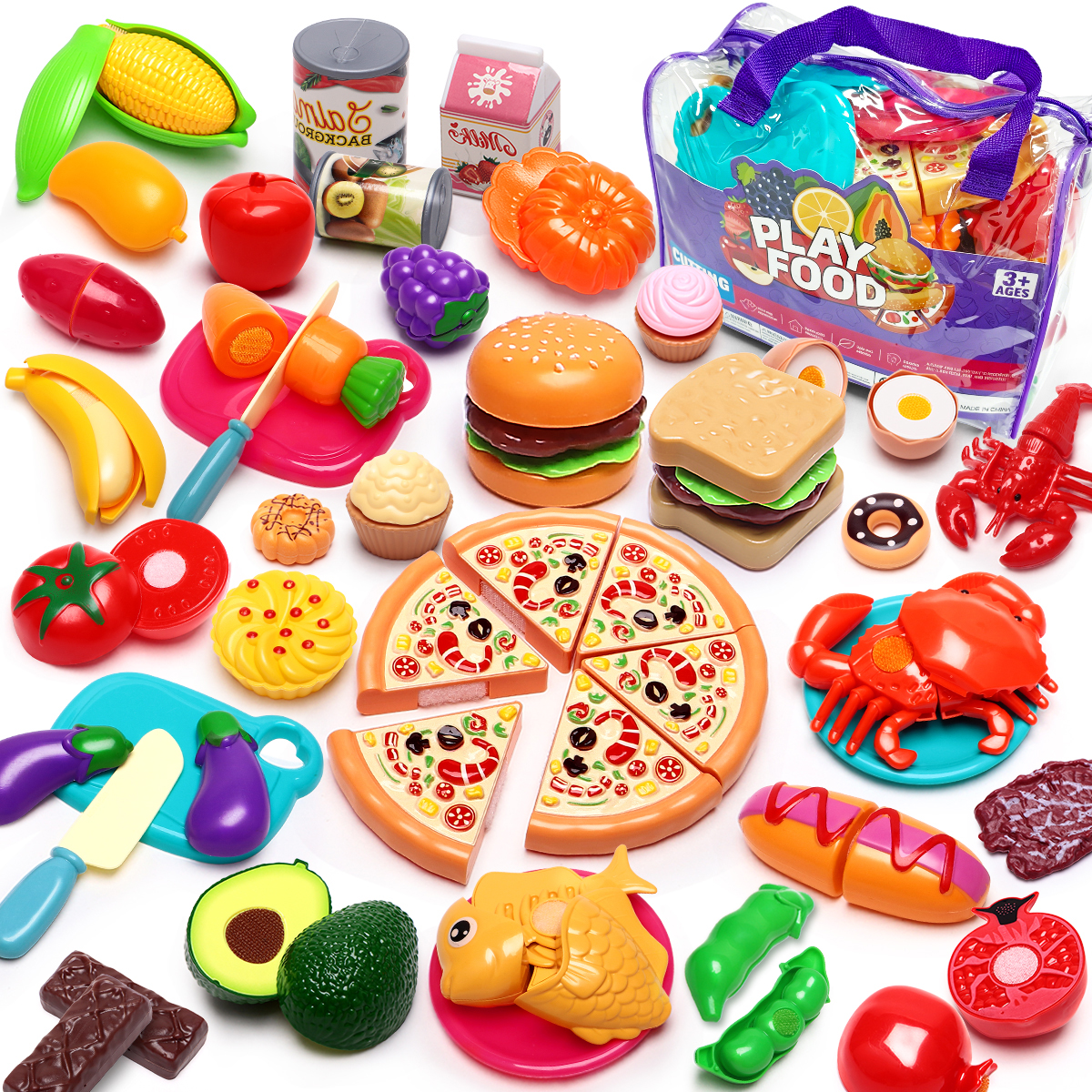 Food Storage Not Plastic - 81PC Kitchen Fun Cutting Fruits Vegetables