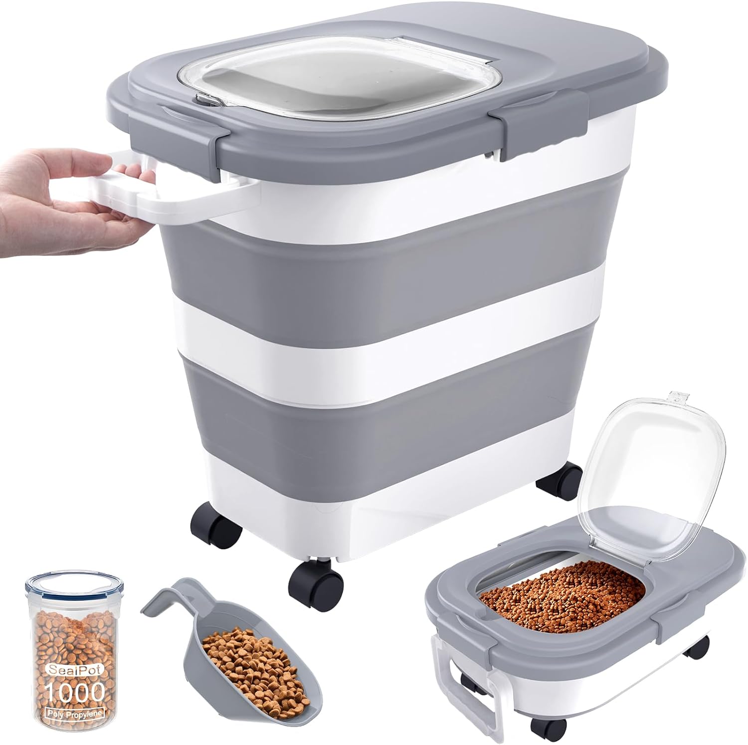 Food Storage With Wheels - 23-25 Lbs Airtight Dog Food Storage