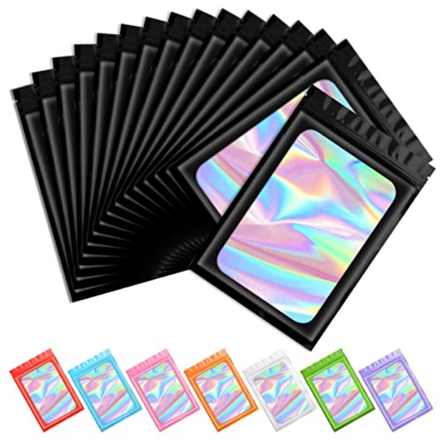 Food Storage Mylar Bags - 00 pcs Black Mylar Holographic Resealable