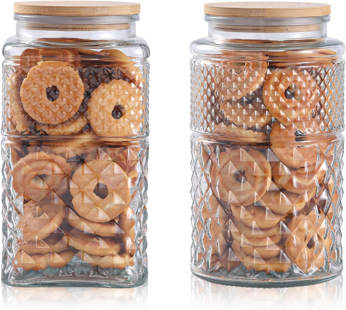 Food Storage Jars - 0.7Gallon/2600ml Glass Cookie Jar, Set of