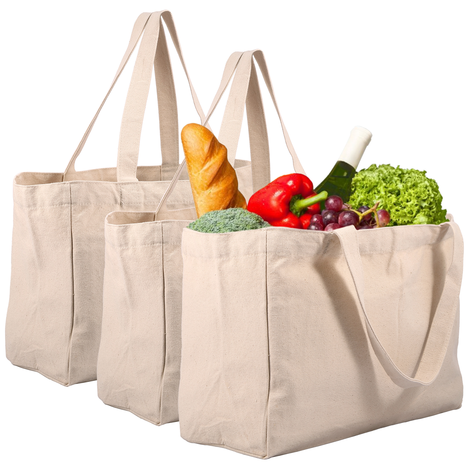 Food Storage Hiking - 2/3Pcs Canvas Grocery Bag Large Capacity