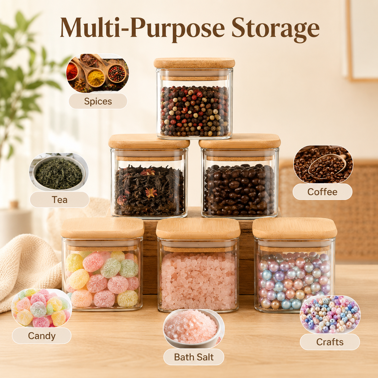 Glass jar with bamboo lid 120m - Food Storage Jars ulasan dan harga