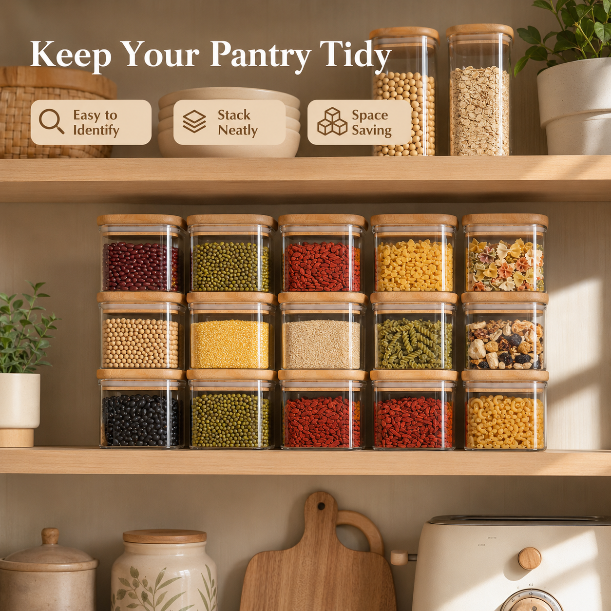 Glass jar with bamboo lid 120m - Food Storage Jars ulasan dan harga