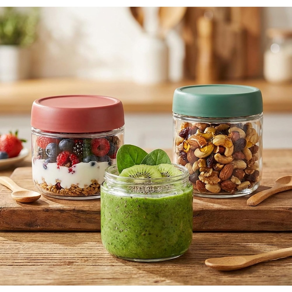3 Pack 10oz Glass Jars with Sc - Food Storage Jars ulasan dan harga