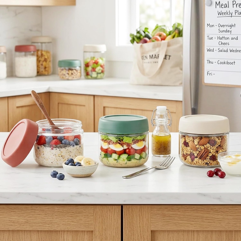3 Pack 10oz Glass Jars with Sc - Food Storage Jars ulasan dan harga