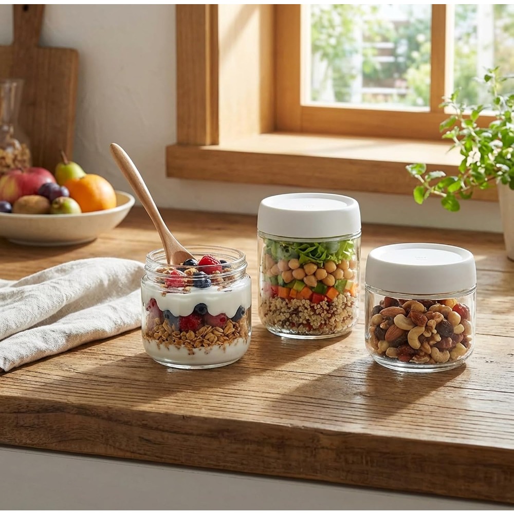 3 Pack 10oz Glass Jars with Sc - Food Storage Jars ulasan dan harga
