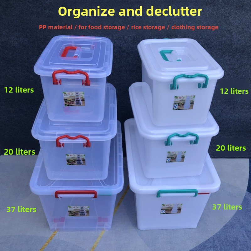 Thickened Plastic Storage Box  - Food Storage With Wheels ulasan dan harga