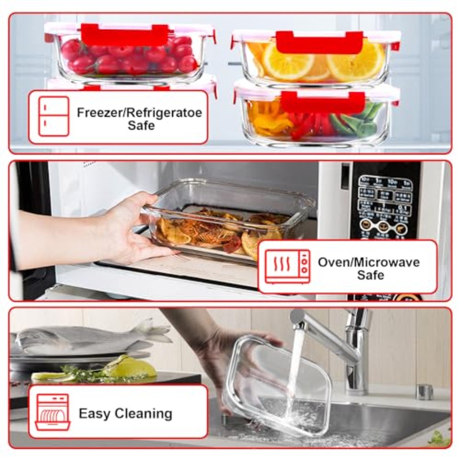 5 Pack 36 OZ Glass Meal Prep C - Food Storage Glass Container Set ulasan dan harga