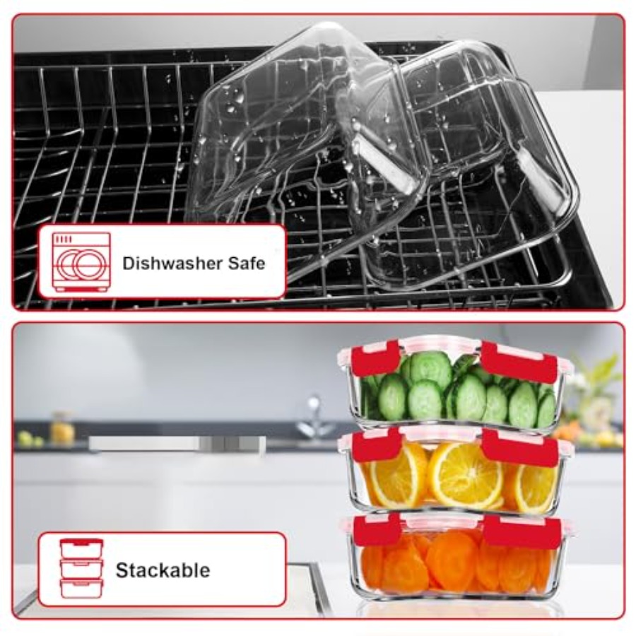 5 Pack 36 OZ Glass Meal Prep C - Food Storage Glass Container Set ulasan dan harga