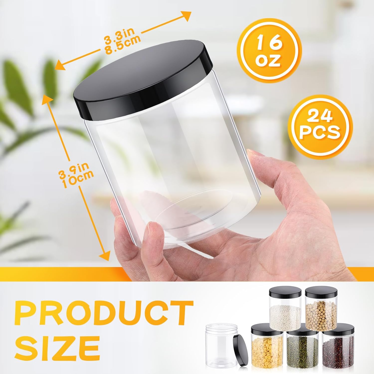24 Pcs 16oz Plastic Jars with  - Food Storage Jars ulasan dan harga