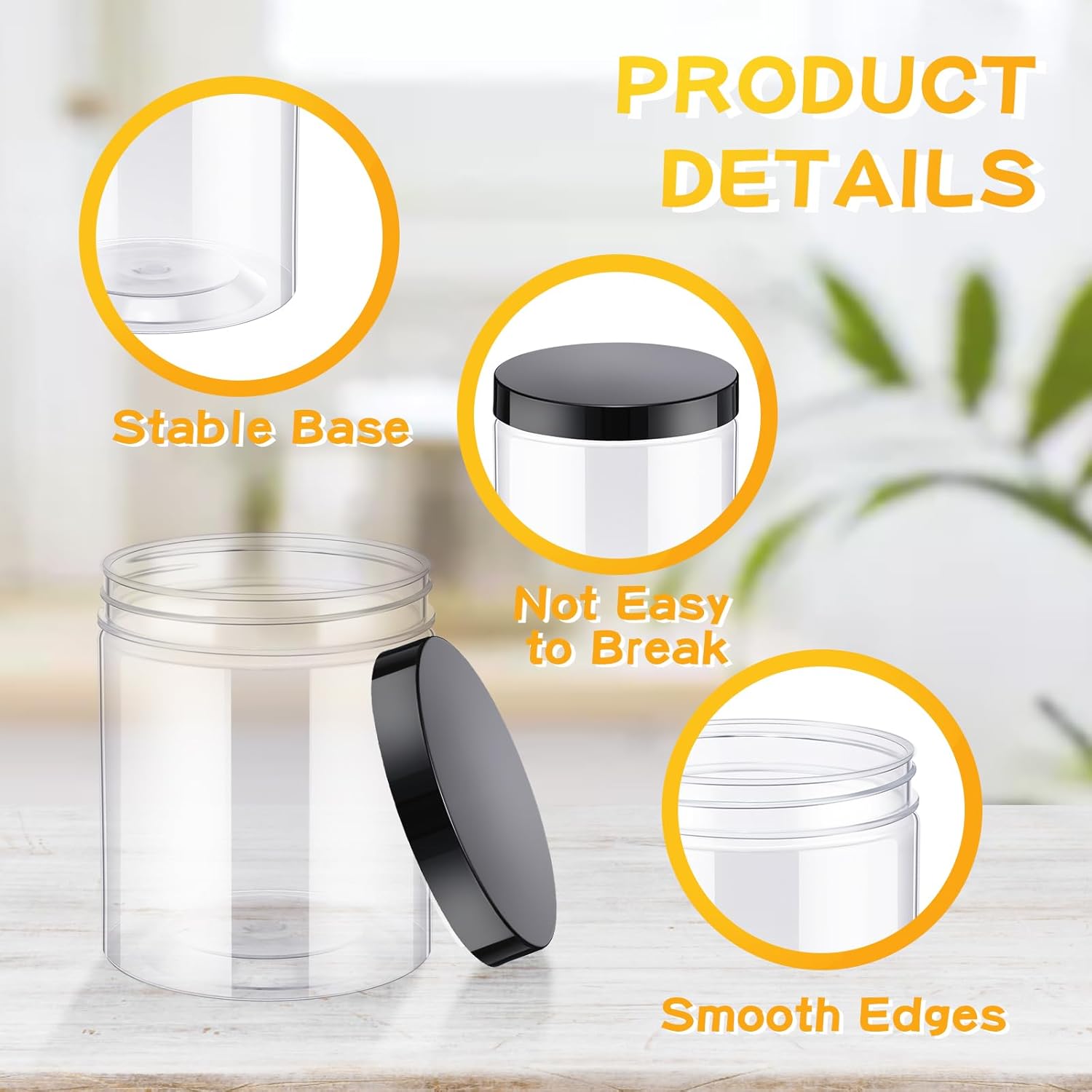 24 Pcs 16oz Plastic Jars with  - Food Storage Jars ulasan dan harga