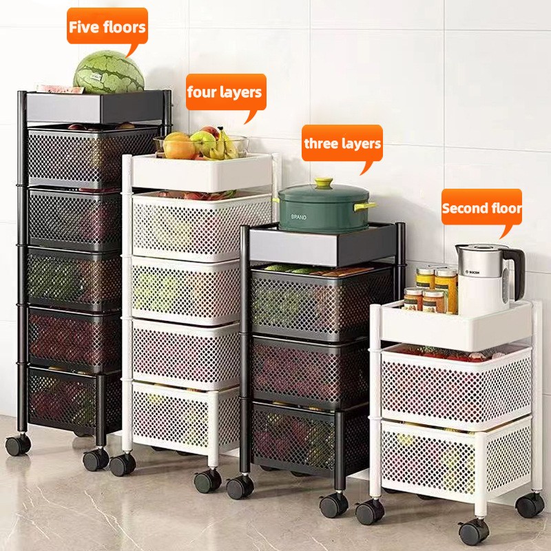 Metal Basket Kitchen Storage M - Food Storage With Wheels ulasan dan harga