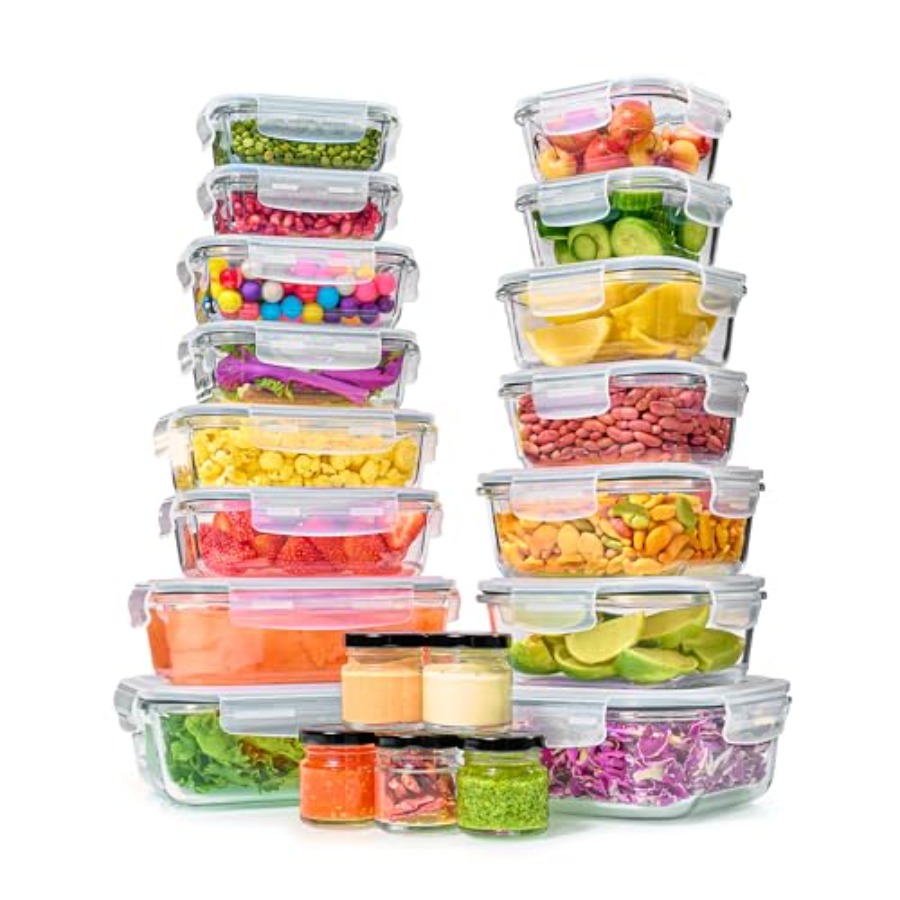 40pc Set Glass Food Storage Co - Food Storage Glass Container Set ulasan dan harga