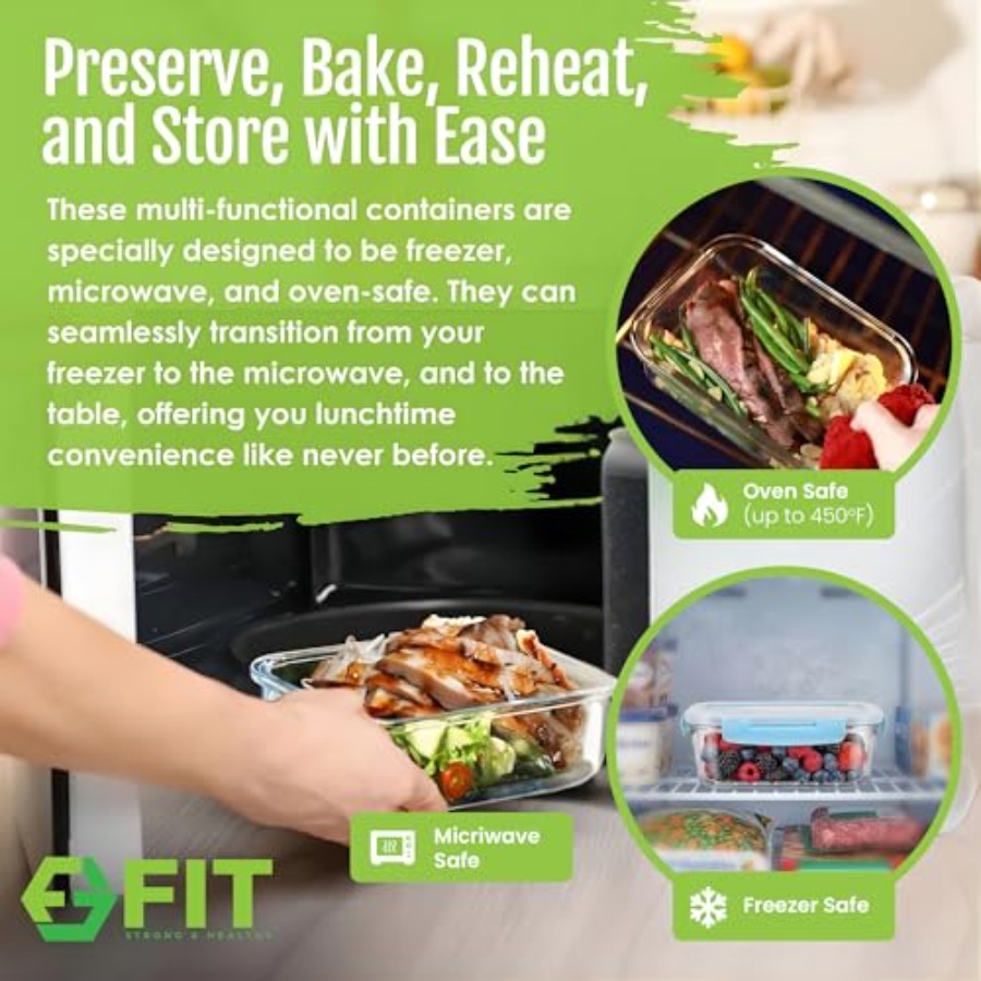 Glass Meal Prep Containers, 2  - Food Storage Glass Container Set ulasan dan harga