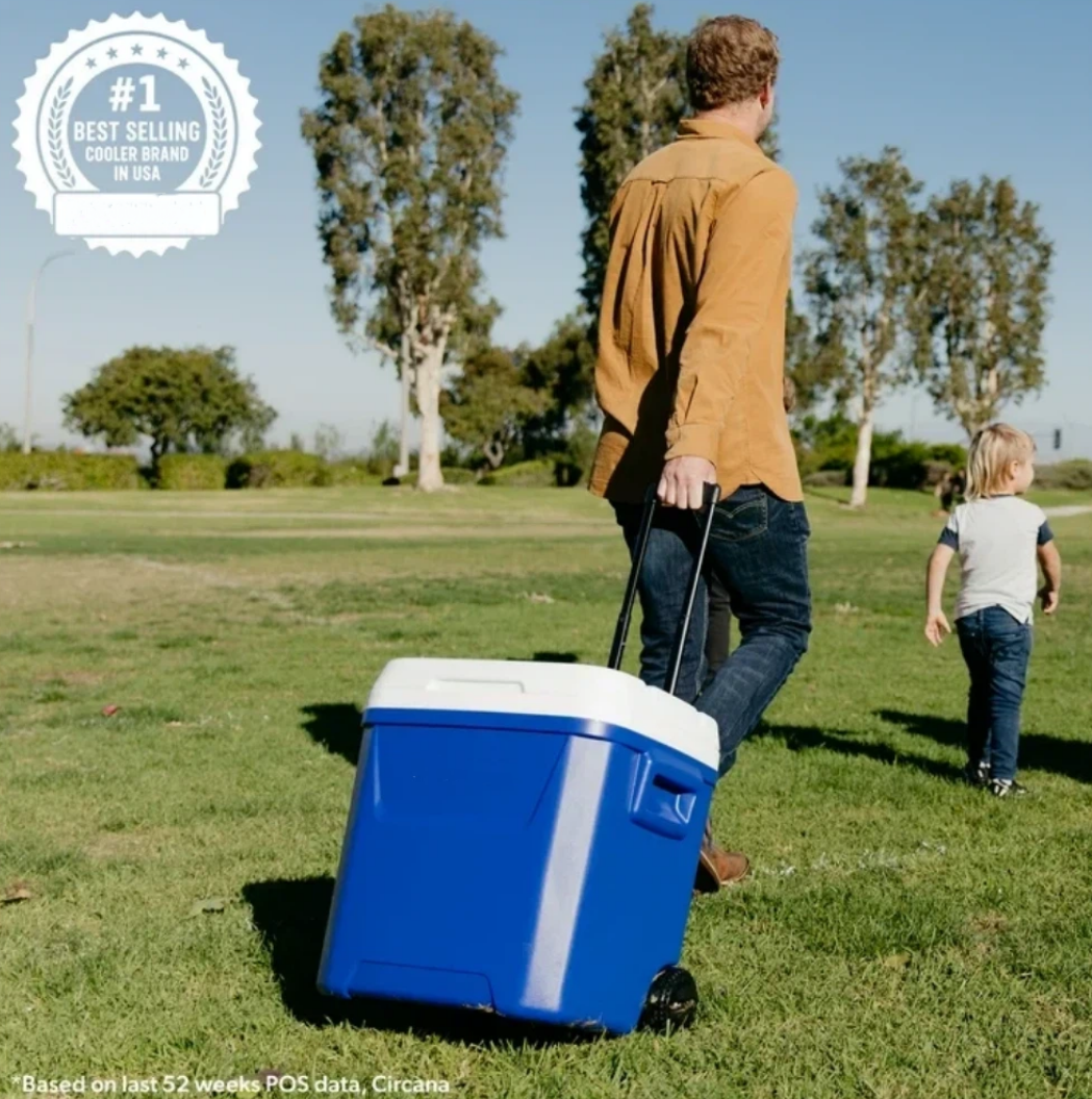 60 QT Blue Laguna Wheeled Hard - Food Storage With Wheels ulasan dan harga