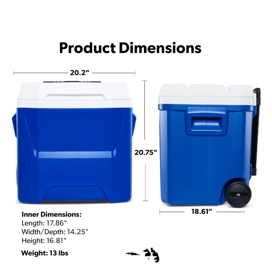 60 QT Blue Laguna Wheeled Hard - Food Storage With Wheels ulasan dan harga