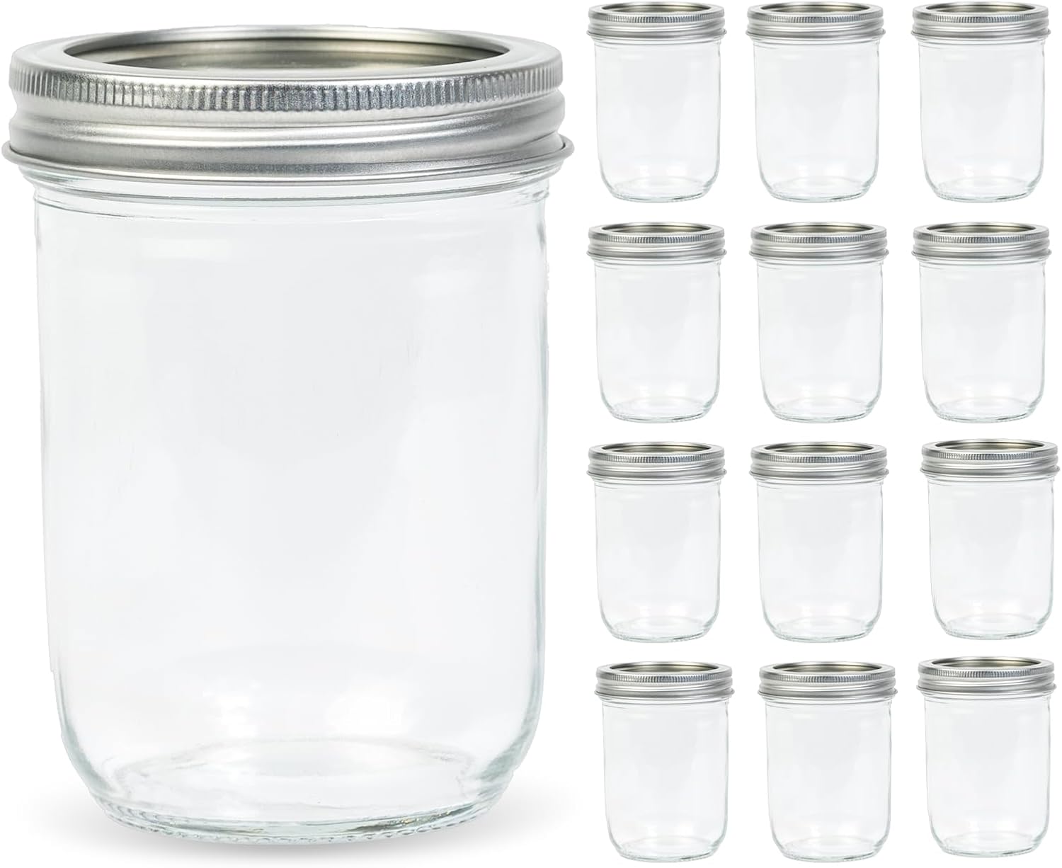 12 Pack 16 oz Wide Mouth Clear - Food Storage Jars ulasan dan harga