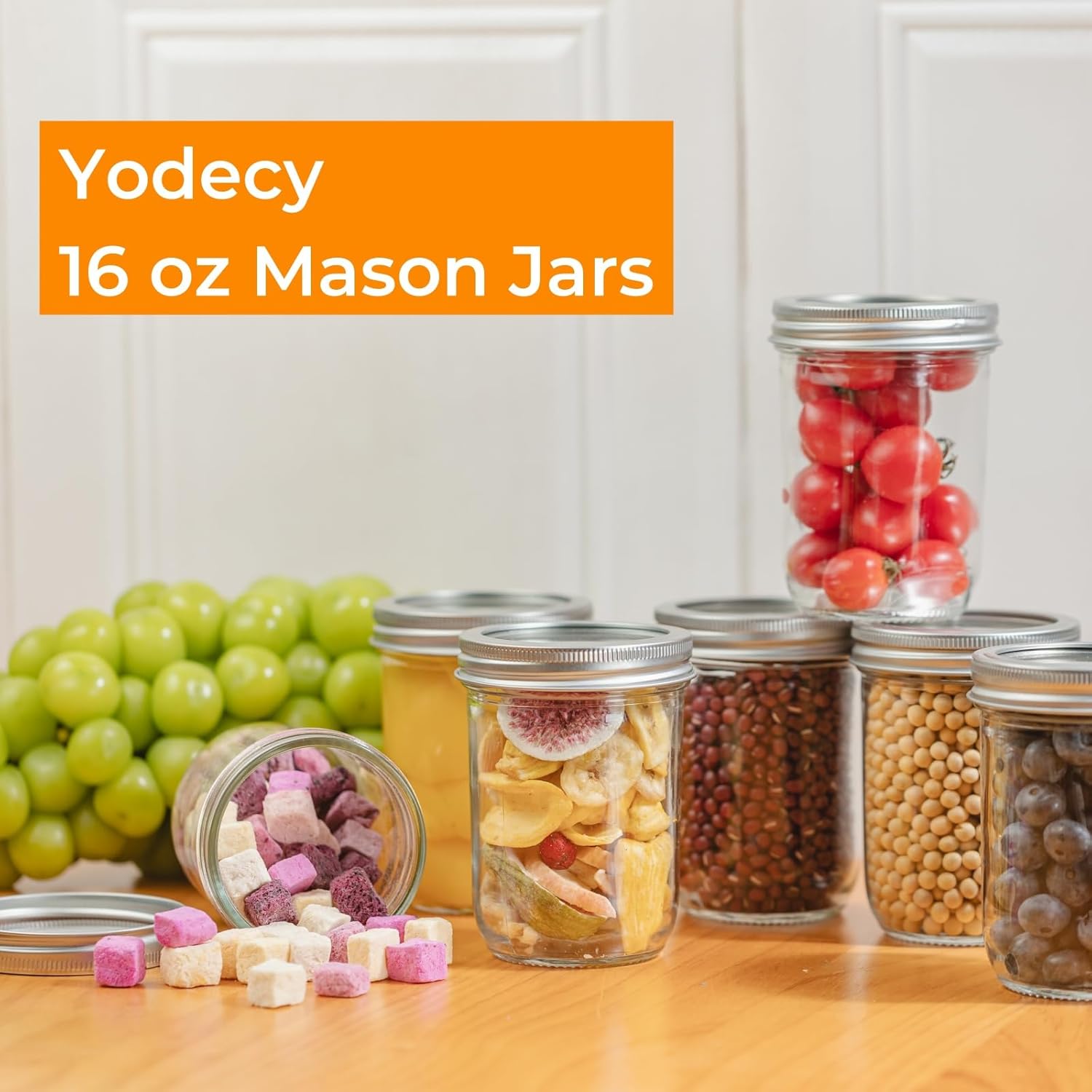 12 Pack 16 oz Wide Mouth Clear - Food Storage Jars ulasan dan harga
