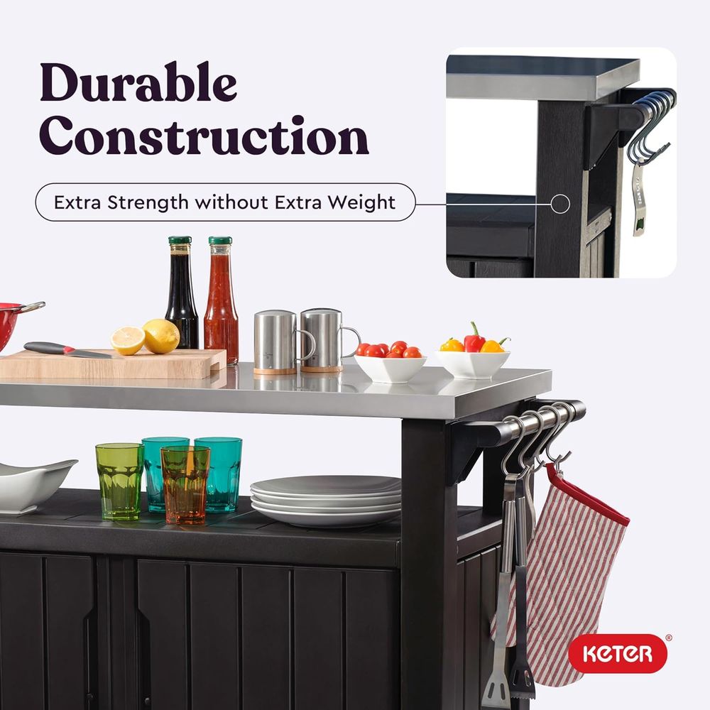 Outdoor Rolling Table Cart for - Food Storage With Wheels ulasan dan harga