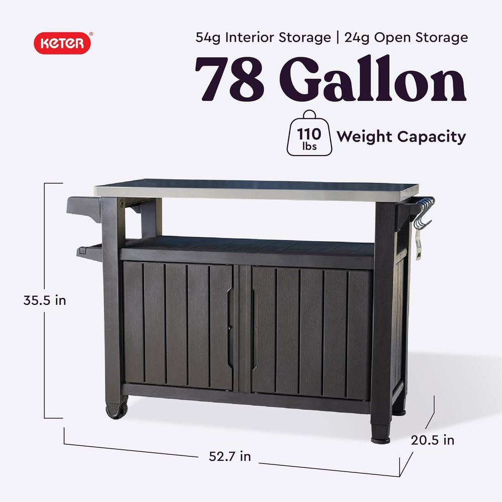 Outdoor Rolling Table Cart for - Food Storage With Wheels ulasan dan harga
