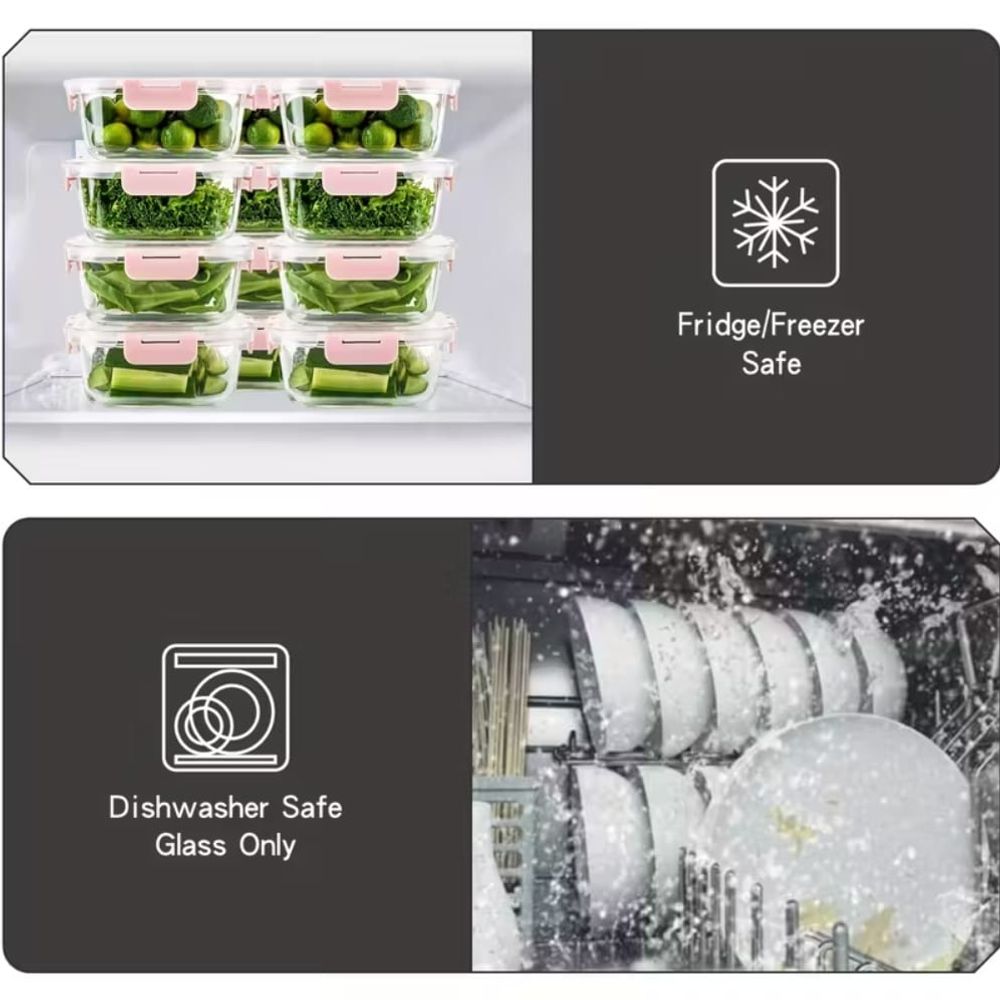 [10-Piece Set] Glass Food Stor - Food Storage Glass Container Set ulasan dan harga