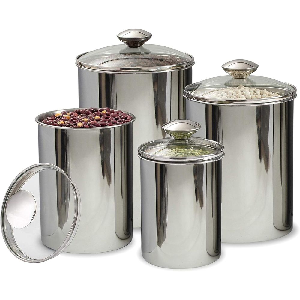 4-Piece Stainless Steel Food S - Food Storage Glass Container Set ulasan dan harga