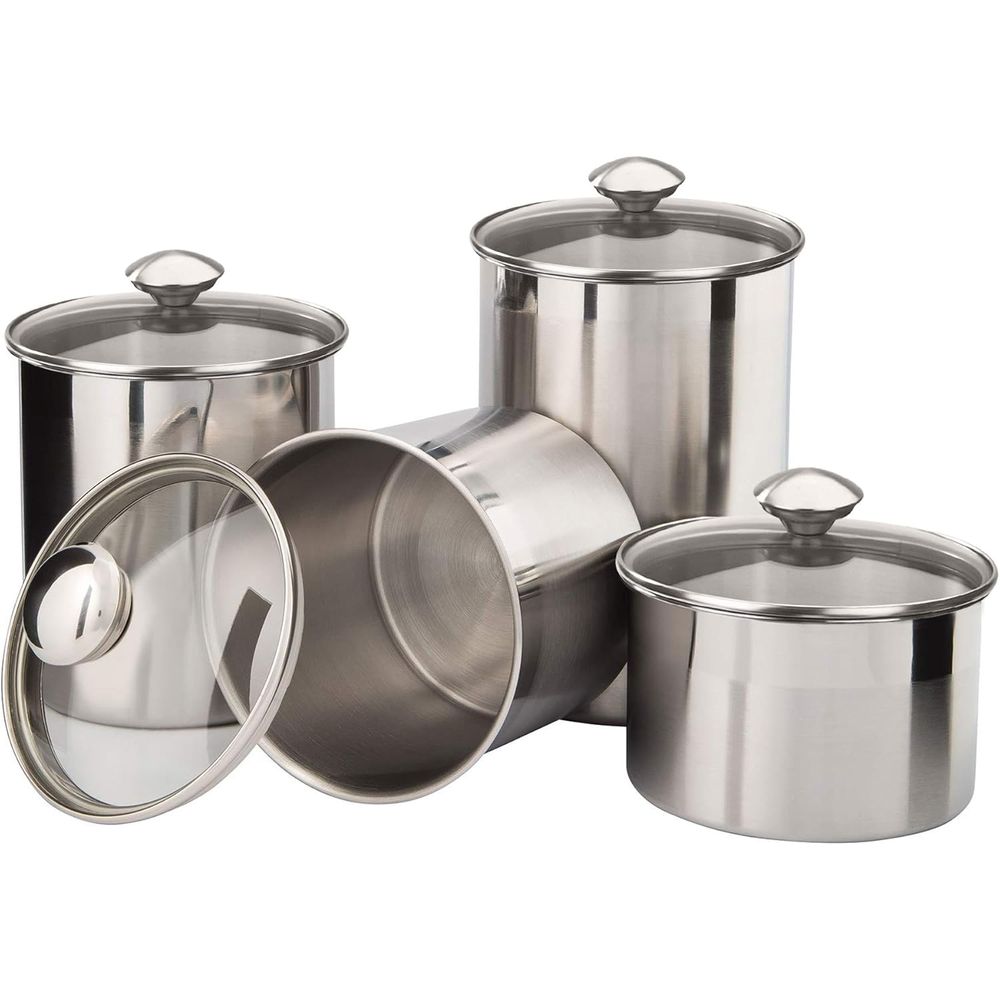 4-Piece Stainless Steel Food S - Food Storage Glass Container Set ulasan dan harga