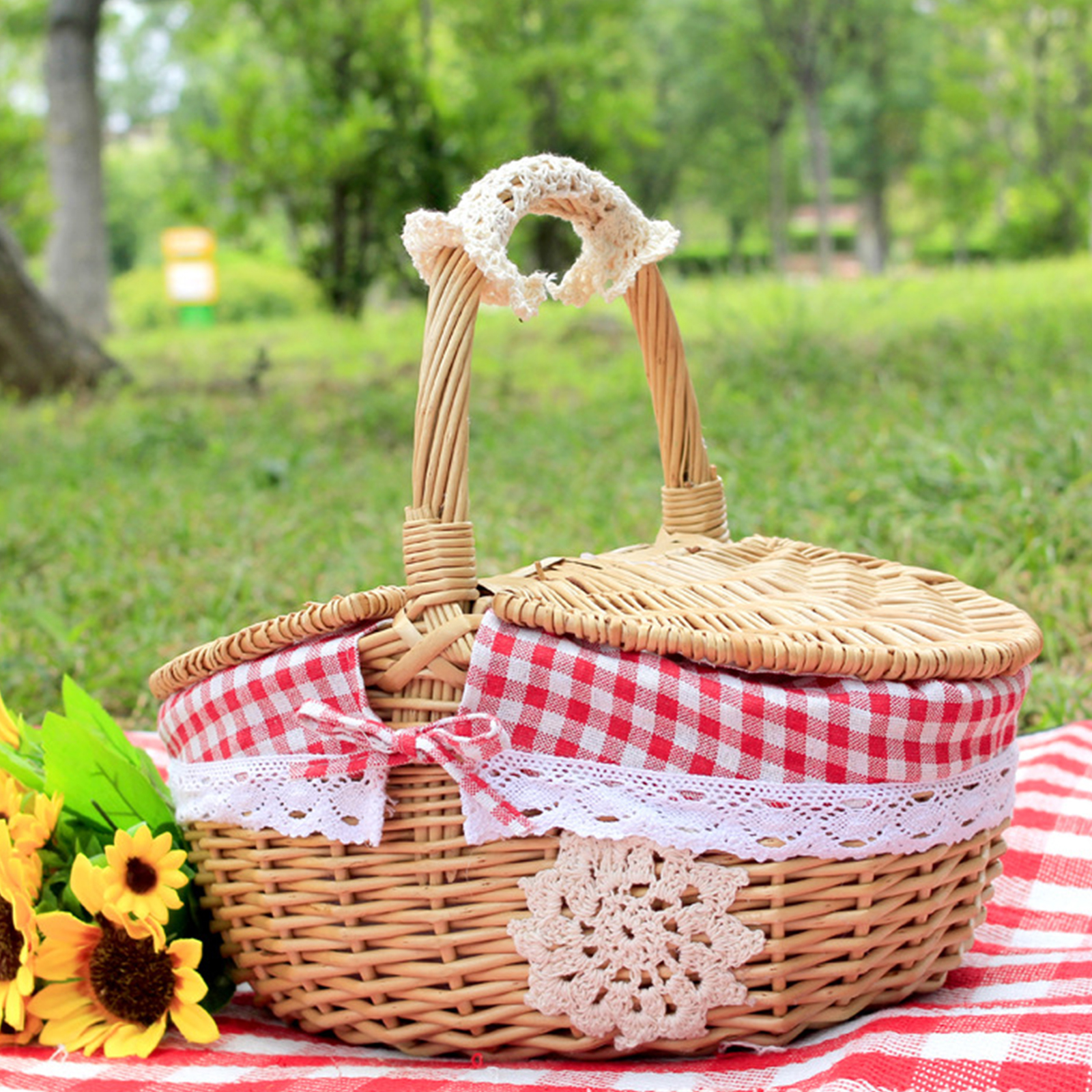 Wicker Picnic Basket with Stur - Food Storage Hiking ulasan dan harga