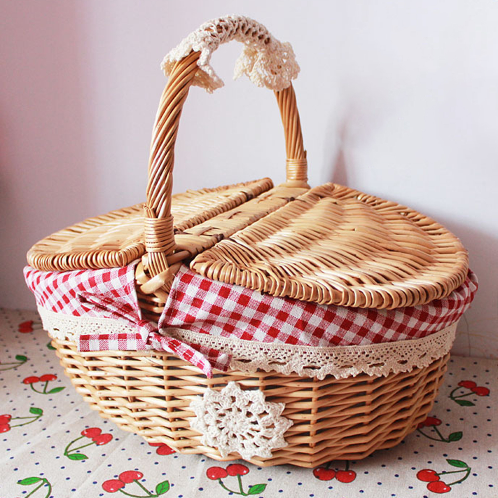 Wicker Picnic Basket with Stur - Food Storage Hiking ulasan dan harga