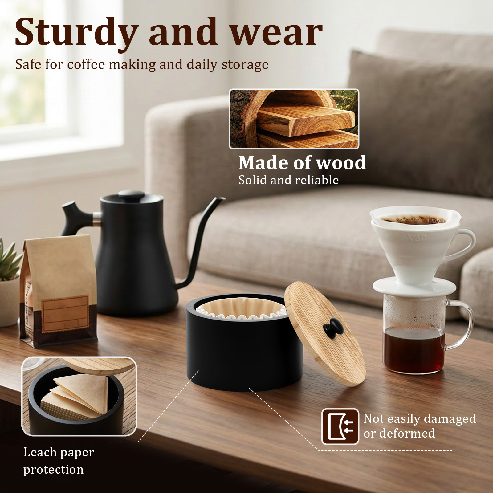 Coffee Filter Holder Wooden Co - Food Storage No Plastic ulasan dan harga