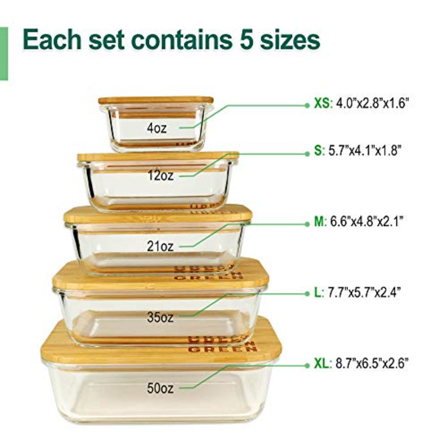 Glass Containers with Bamboo L - Food Storage Glass Container Set ulasan dan harga