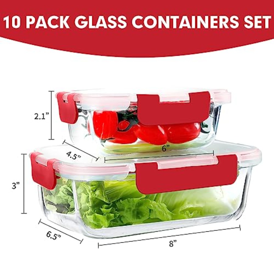 10Pack Glass Meal Prep Contain - Food Storage Glass Container Set ulasan dan harga