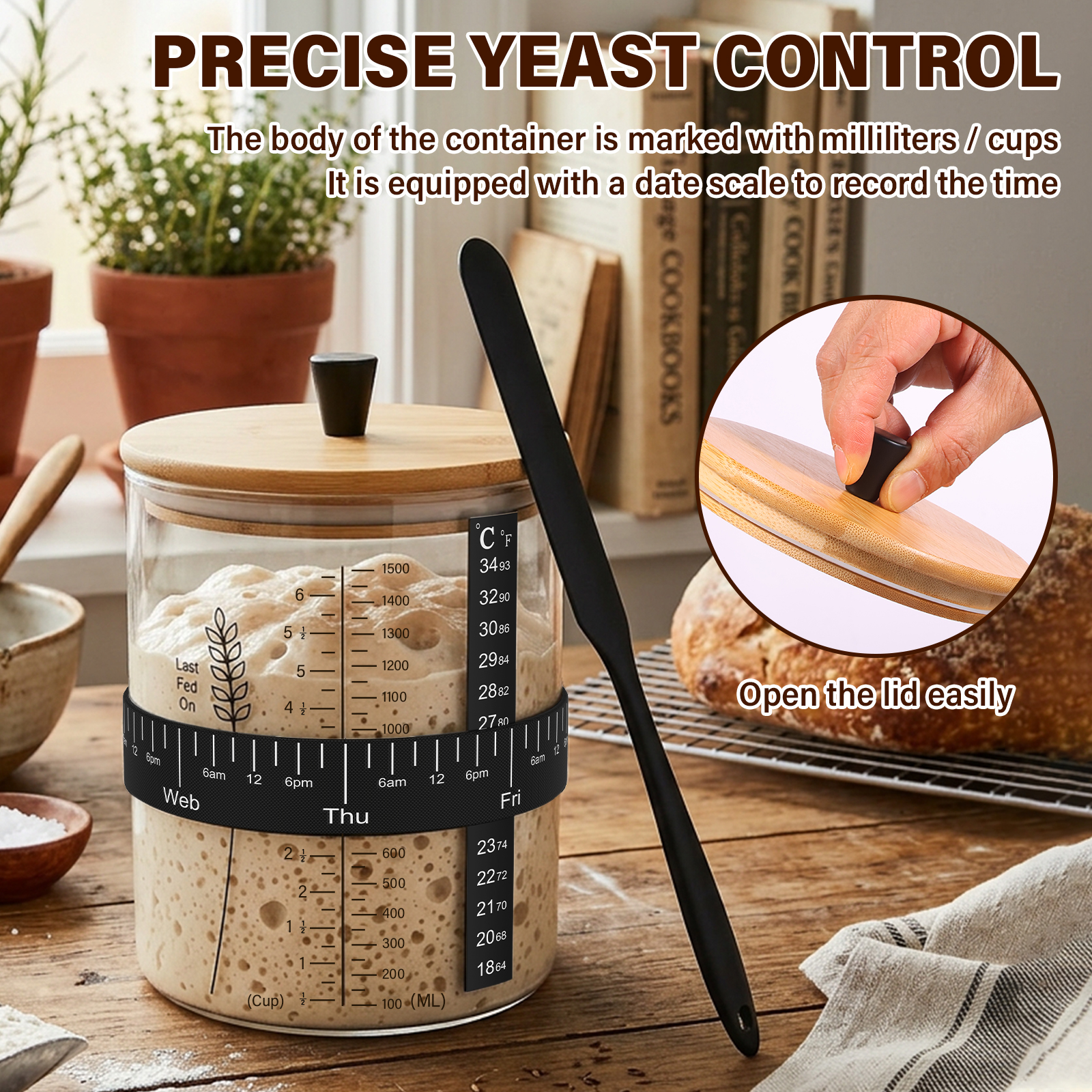 1500/900ml Sourdough Starter J - Food Storage Glass Container Set ulasan dan harga