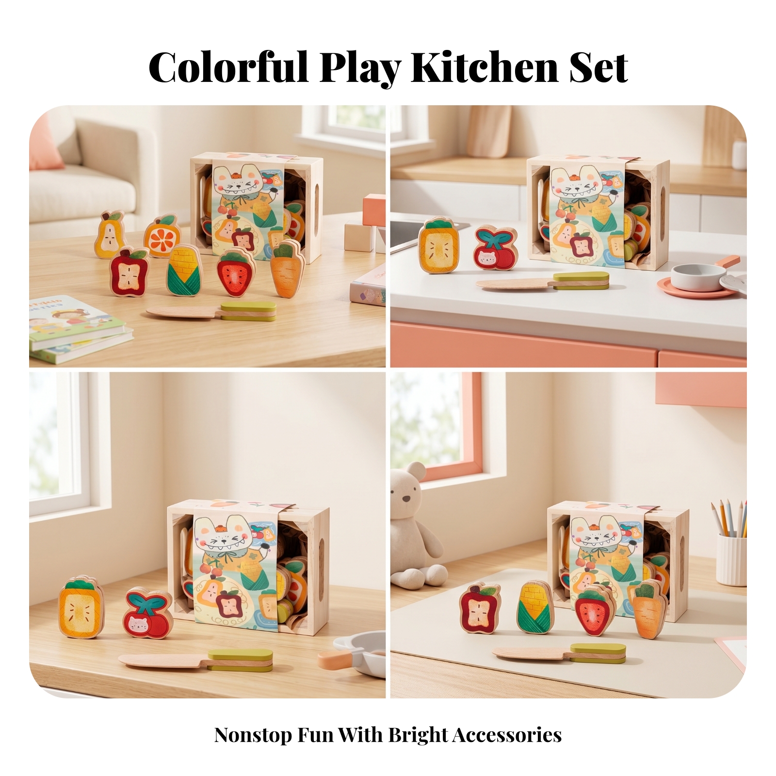 Wooden Pretend Food Set Bright - Food Storage Recommendations ulasan dan harga