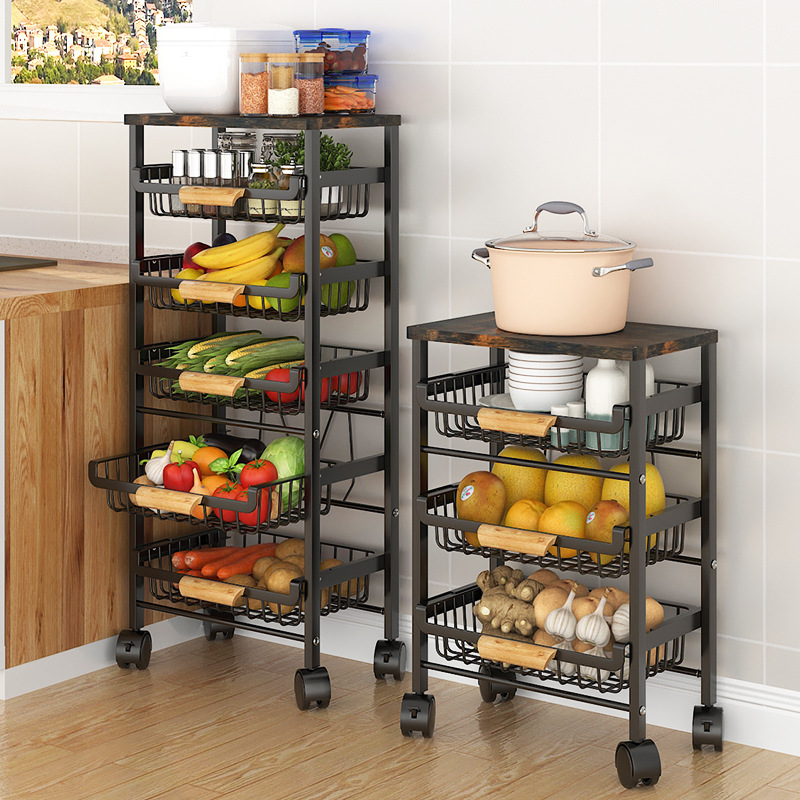 5 Tier Wire Fruit Basket - Kit - Food Storage With Wheels ulasan dan harga