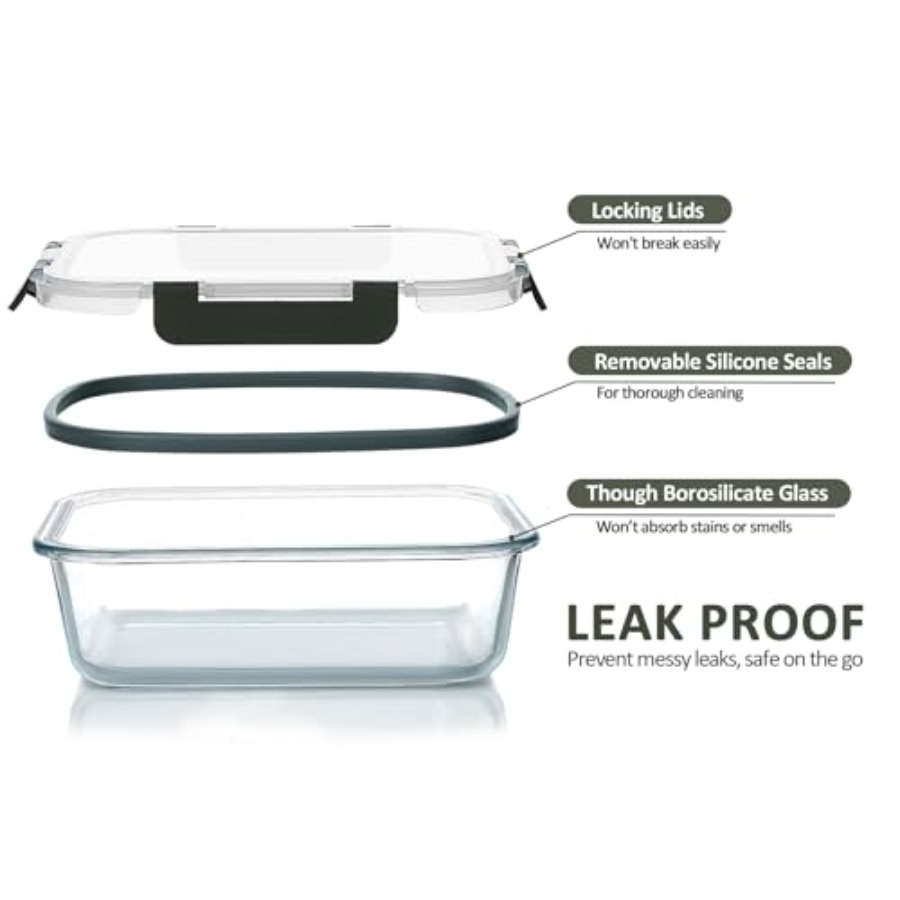 24-Piece Glass Food Storage Co - Food Storage Glass Container Set ulasan dan harga