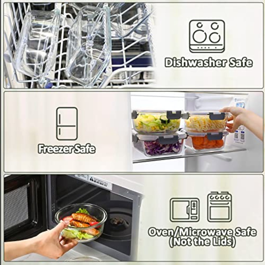 24-Piece Glass Food Storage Co - Food Storage Glass Container Set ulasan dan harga