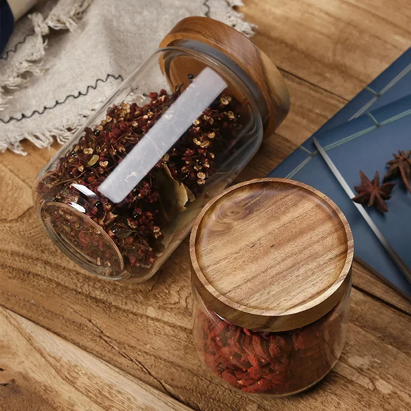 1pcs Wood Lid Orgnizer Glass A - Food Storage Glass Container Set ulasan dan harga