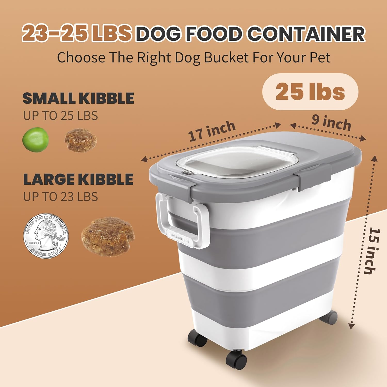 23-25 Lbs Airtight Dog Food St - Food Storage With Wheels ulasan dan harga