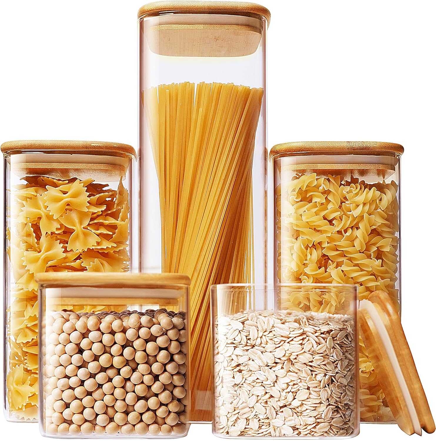 Square Glass Jars with Bamboo  - Food Storage Jars ulasan dan harga