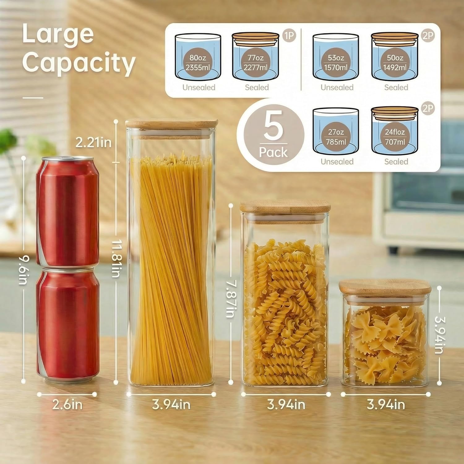 Square Glass Jars with Bamboo  - Food Storage Jars ulasan dan harga