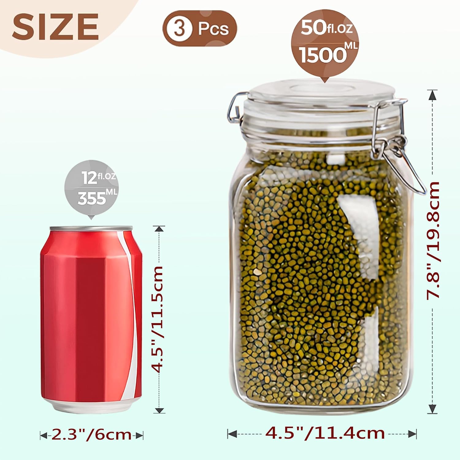 Clear Food Storage Jars 50oz S - Food Storage Jars ulasan dan harga