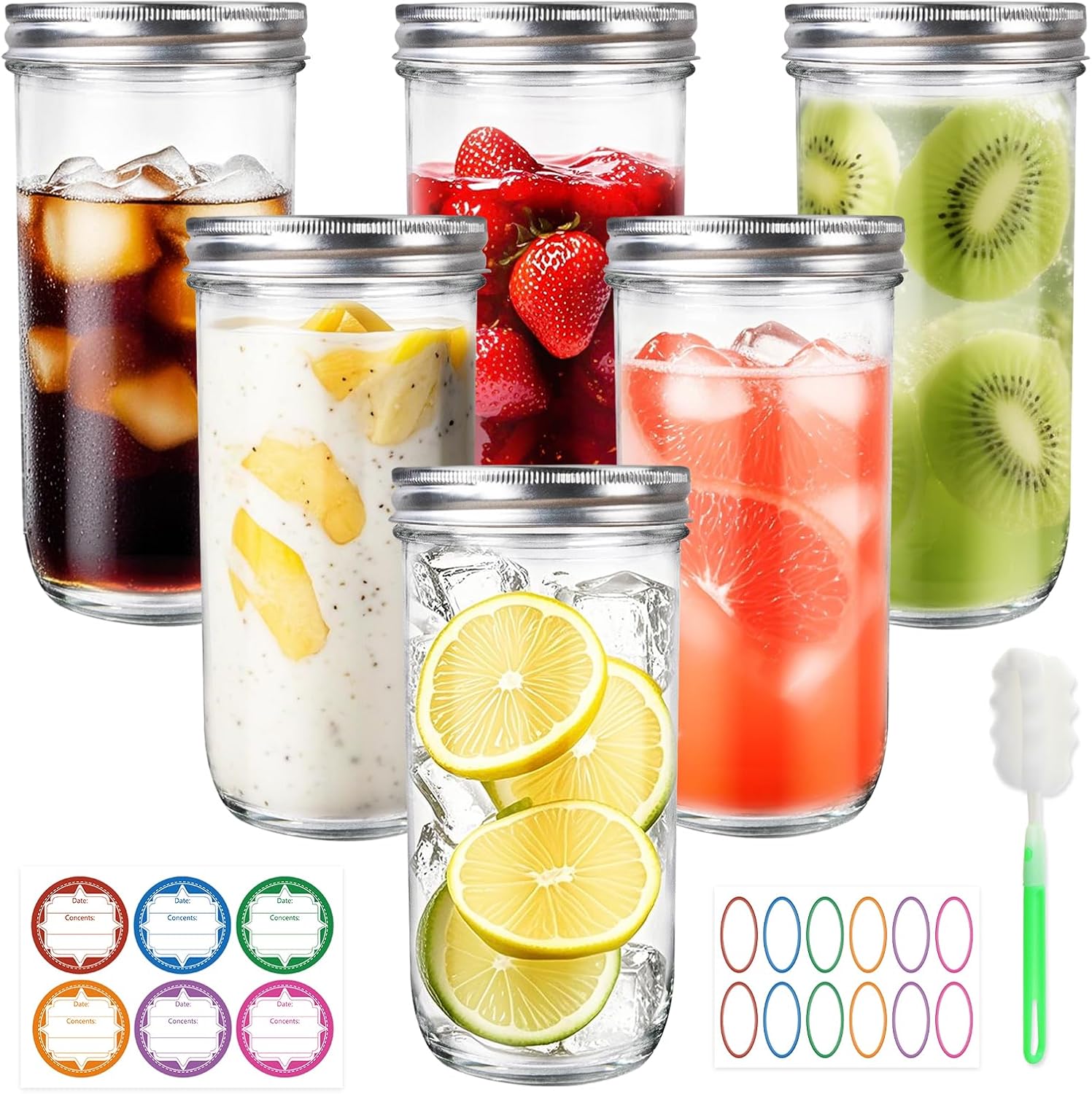 Jars Wide Mouth 6 Pack, 24oz G - Food Storage Jars ulasan dan harga