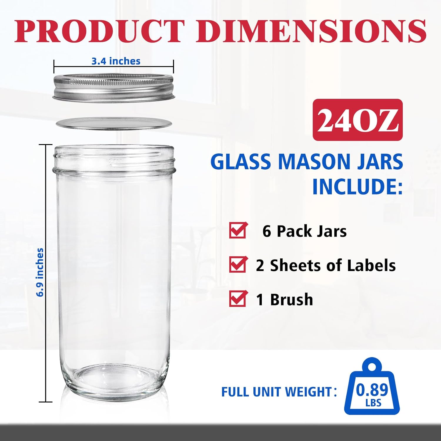 Jars Wide Mouth 6 Pack, 24oz G - Food Storage Jars ulasan dan harga