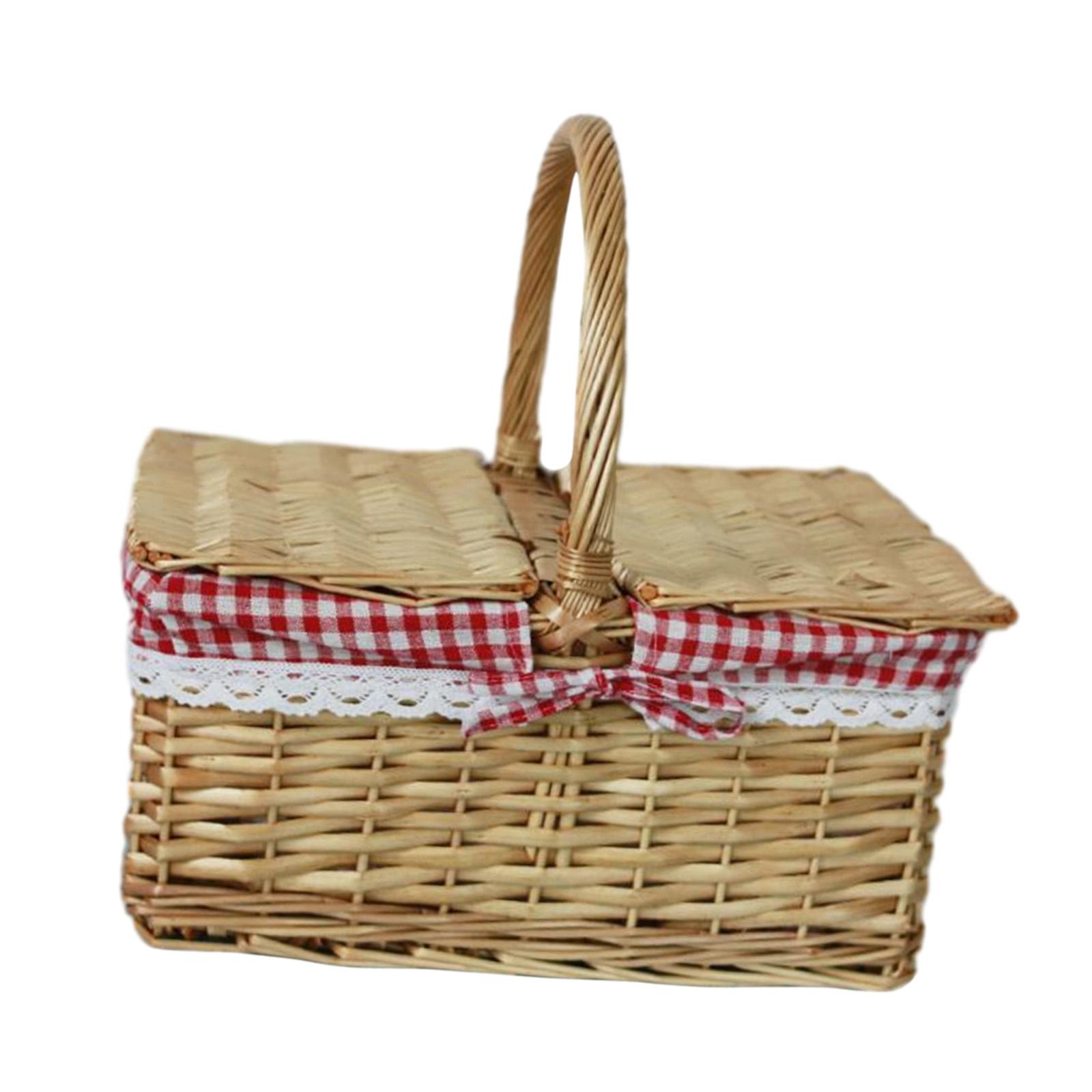 Picnic Basket Wicker Woven Bas - Food Storage Hiking ulasan dan harga