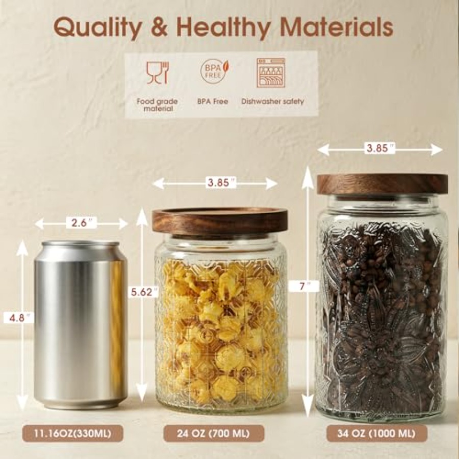 24 OZ Airtight Glass Storage J - Food Storage Glass Container Set ulasan dan harga