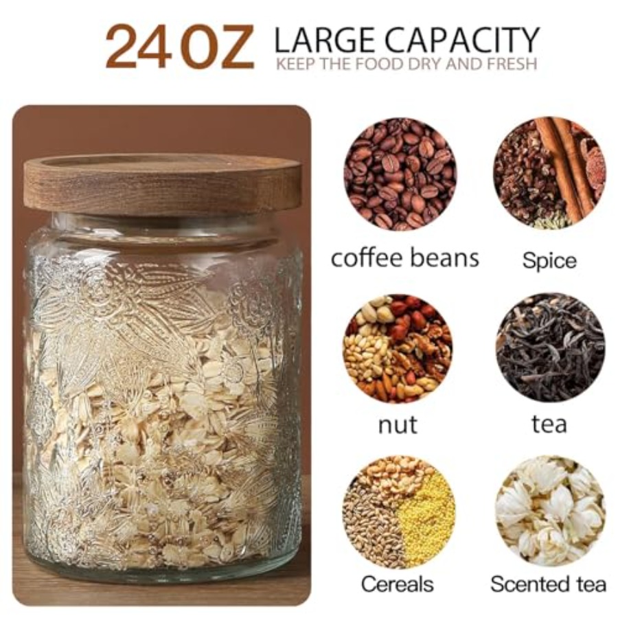 24 OZ Airtight Glass Storage J - Food Storage Glass Container Set ulasan dan harga